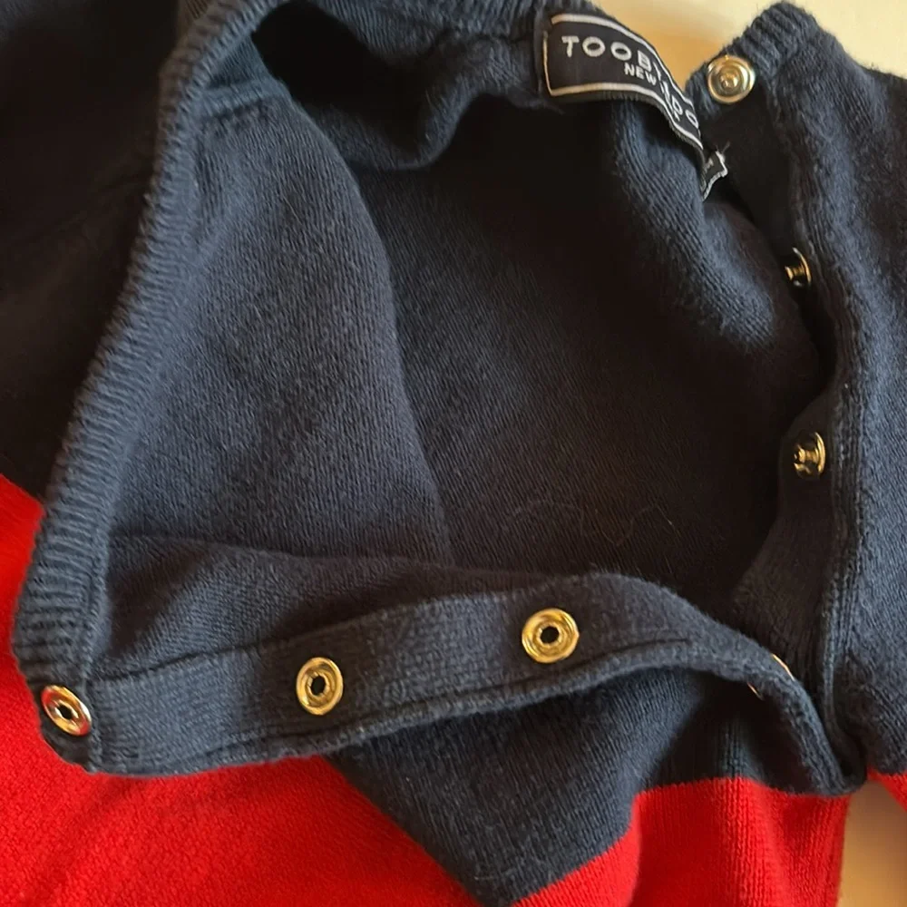 Toobydoo Red and blue sweater onesie 18-24 month Snap bottom ToobyDoo